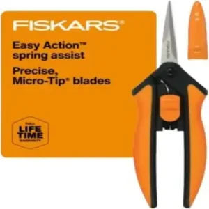 Fiskars Micro-Tip Pruning Snips Yard and Garden Tools - Orange/Black