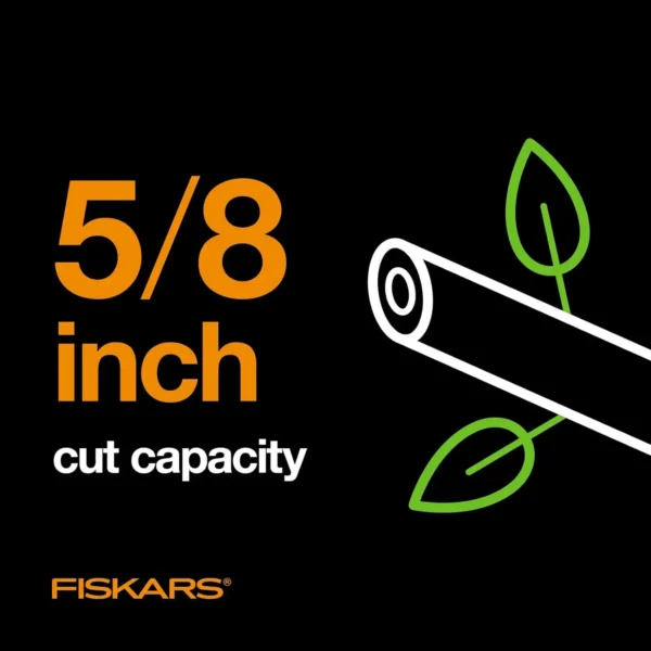 Fiskars Bypass Pruning Shears 5/8” Garden Clippers - Plant Cutting Scissors with Sharp Precision-Ground Steel Blade