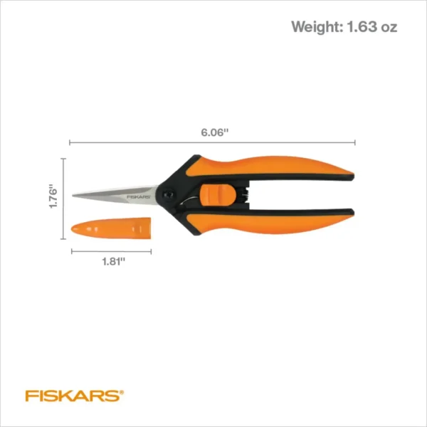 Fiskars Micro-Tip Pruning Snips Yard and Garden Tools - Orange/Black