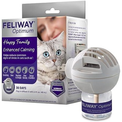 FELIWAY Optimum Cat, Enhanced Calming Pheromone Diffuser, 30 Day Starter Kit (48 mL)