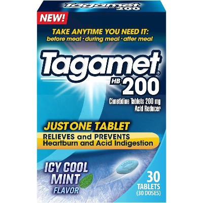 Tagamet Icy Cool Mint Acid Reducer, Cimetidine Tablets 200mg, 30 Count